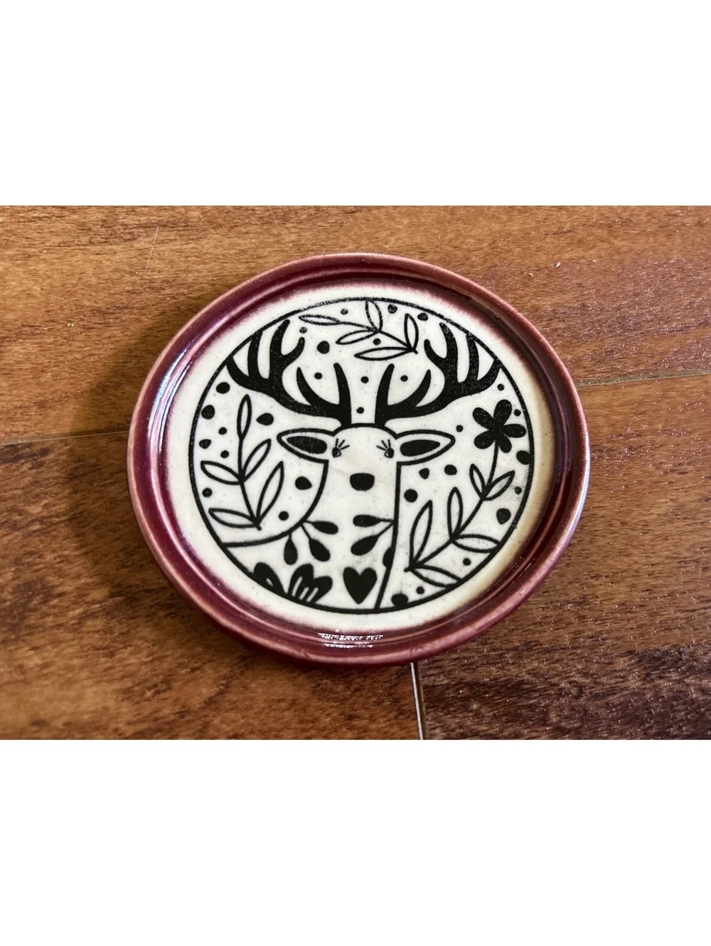 Ceramic Decorative Plate with Deer and Floral Design